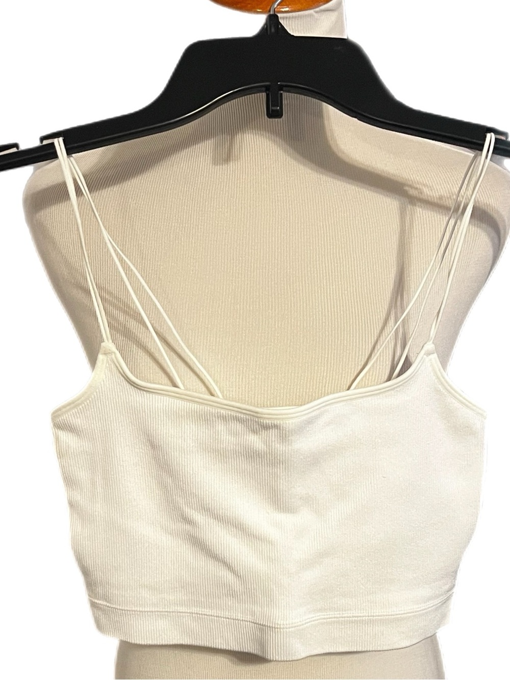 NWOT Gilly Hicks Cream Ribbed Double-Strap Lace Bandeau Top